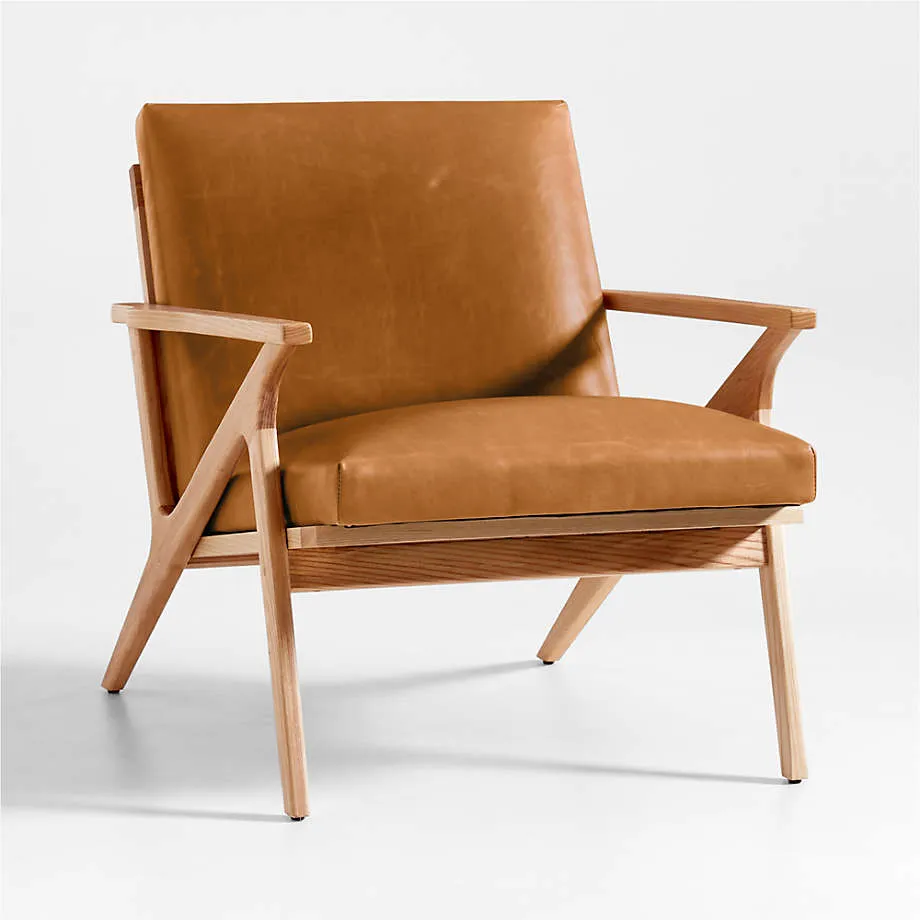Cavett Wood and Leather Accent Chair