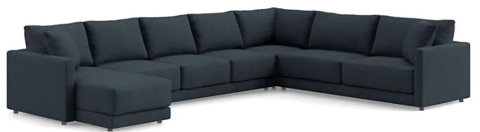 Gather 4-Piece Corner Sectional Sofa with Chaise Lounge- Monet Fabric in Midnight