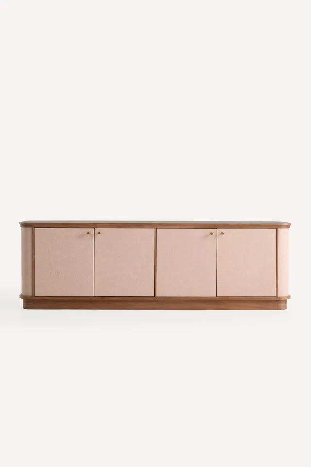 Acadia Raffia & Wood Media Cabinet