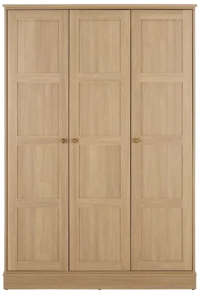 Shafa 3 Door Wardrobe - Natural / Brass
