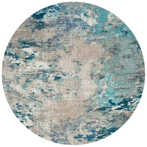 Arlo Home Woven Area Rug, ADR120B, Silver/Ivory,  6' X 6' Round