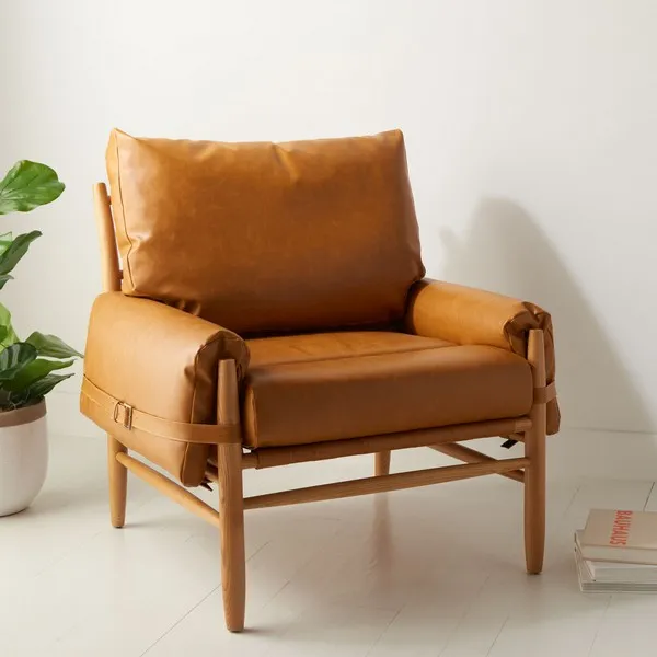 Oslo Mid Century Arm Chair - Caramel / Natural