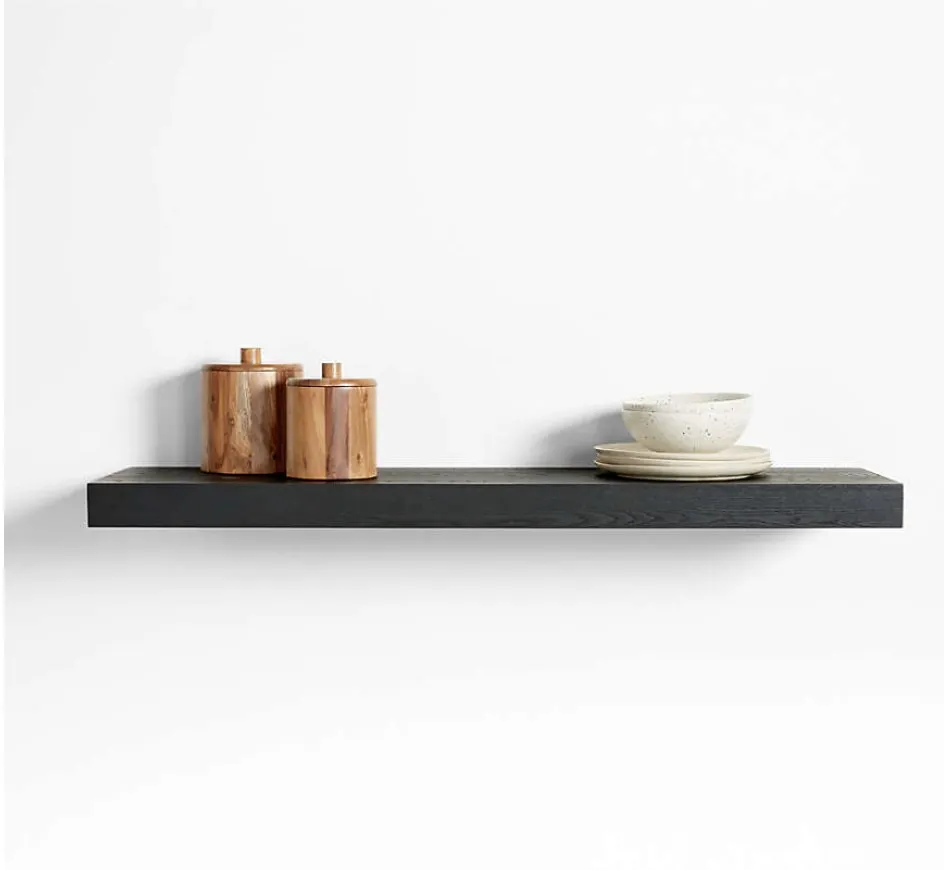 Black Elm Wood Floating Shelf 48"