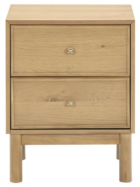 Safavieh Couture Orion 2 Drawer Wood Nightstand, Greige Oak