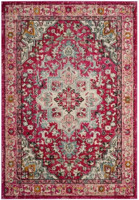 Arlo Home Woven Area Rug, MNC250J, Fuchsia/Light Blue,  8' X 10'
