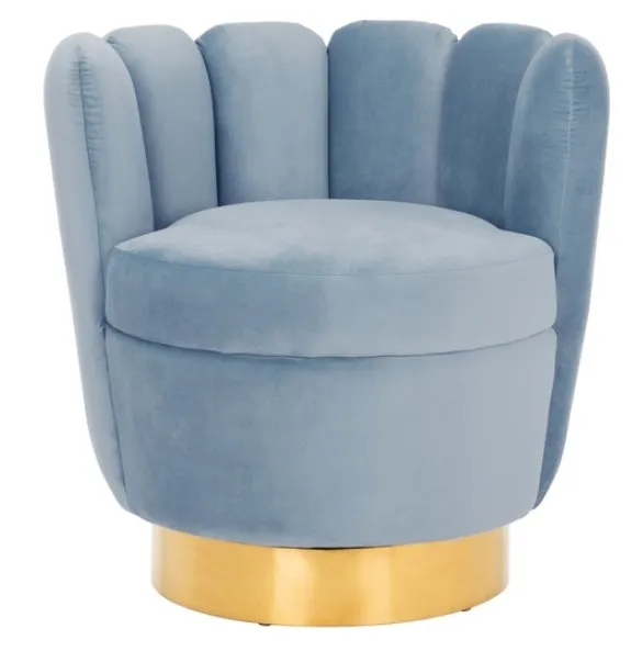 Safavieh Couture Arrow Swivel Velvet Chair, Light Blue