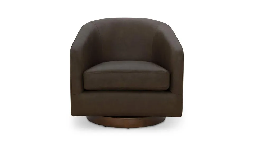 Oscy Swivel Chair Taupe Leather