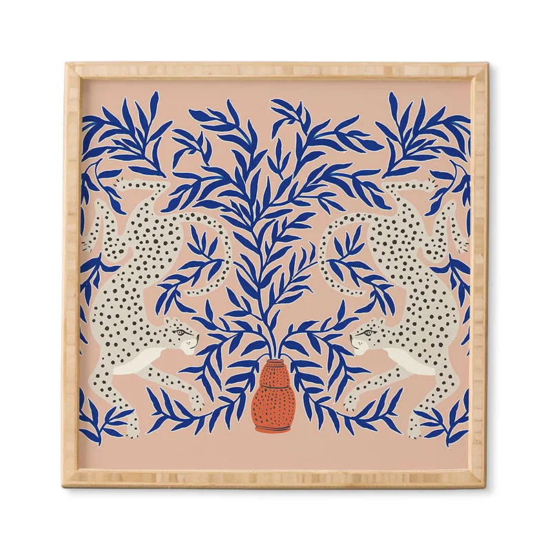 Leopard Vase by Megan Galante - Framed Wall Art Bamboo 30" x 30"