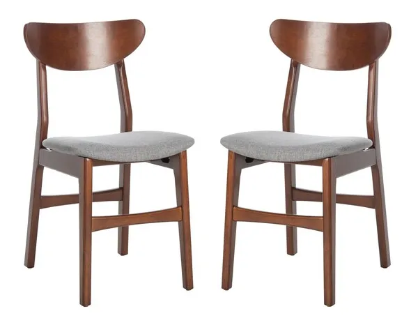 Lucca Retro Dining Chair, Set Of 2 - Walnut / Grey