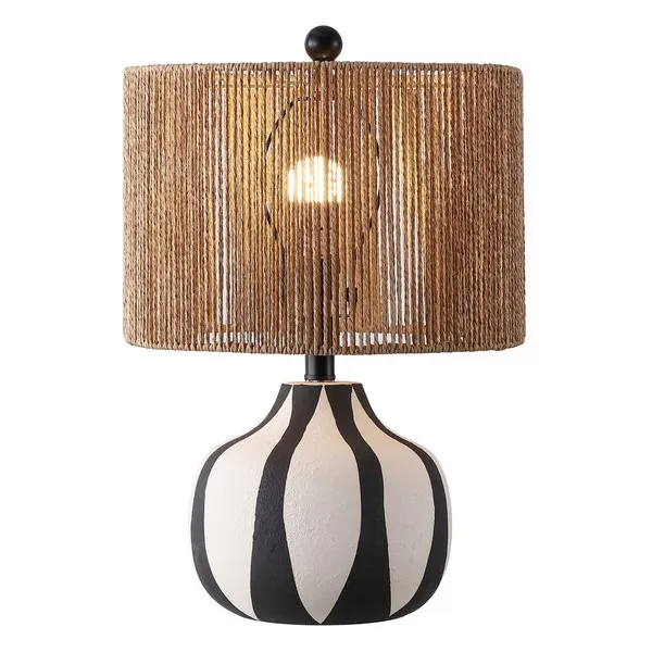 Devi 19.5" Ceramic Table Lamp - Creme / Black