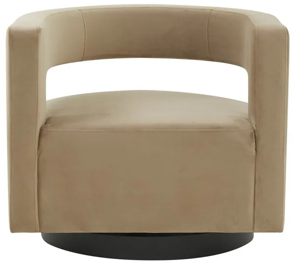 Edgar Velvet  Swivel Chair - Light Brown / Black