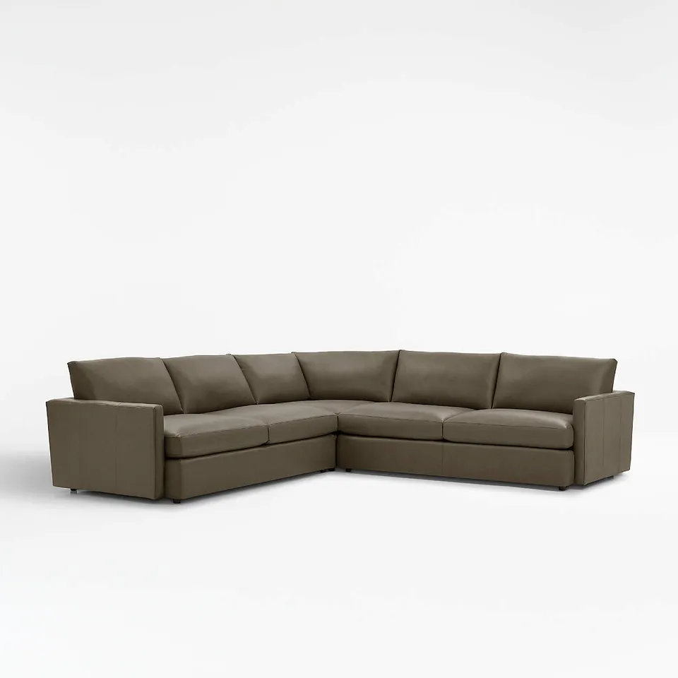 Lounge Leather 3-Piece Sectional Sofa - Pecan (color shown on swatch)