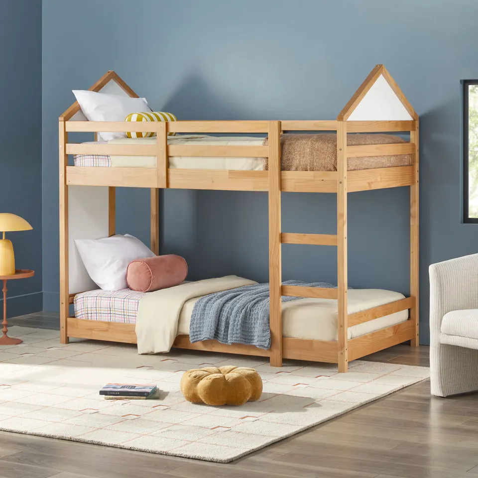Skyler Contemporary Wood Twin over Twin Bunk Bed - Natural Pine