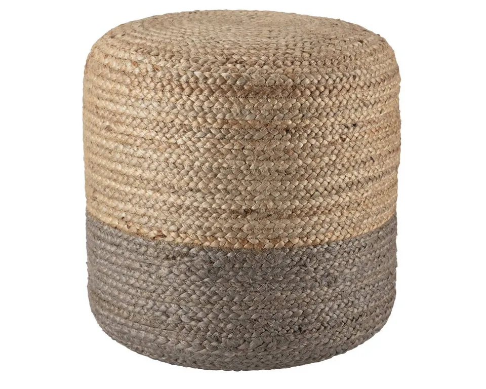 Oliana Natural Ombre Taupe/ Beige Cylinder Pouf