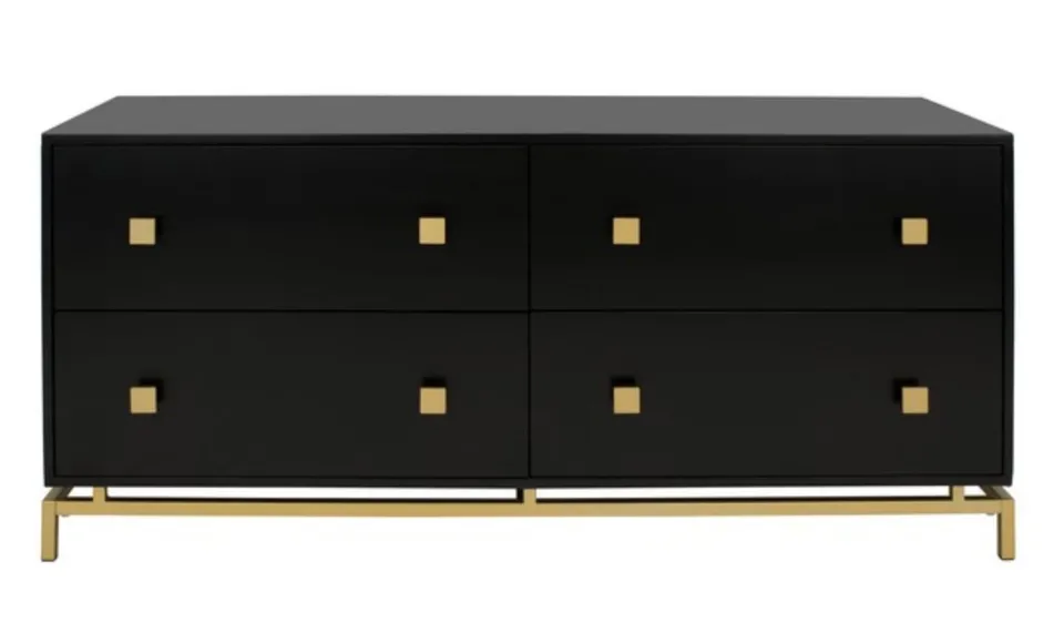 Claudette 4 Drawer Dresser - Black/Gold