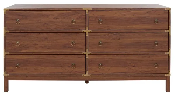 Galio 6 Drawer Chest - Walnut/Gold