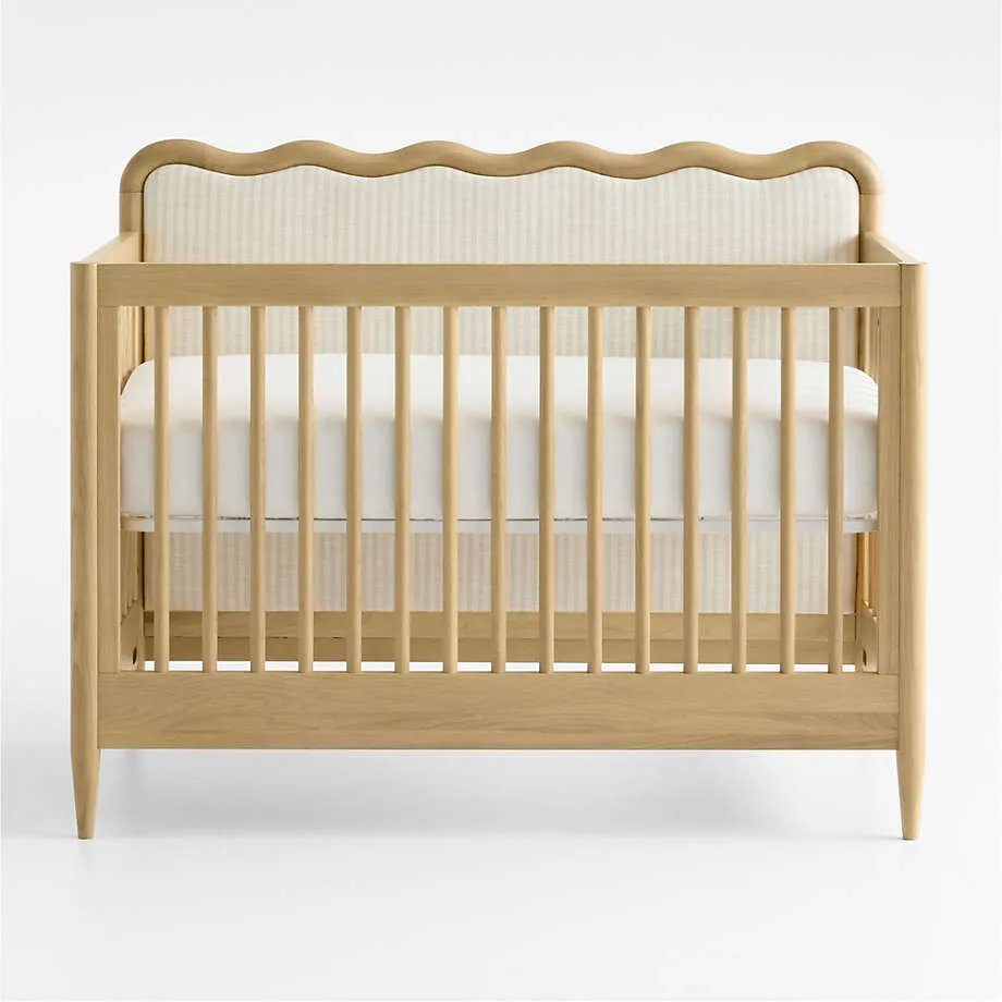 Waveland Wood and Upholstered Performance Stripe Convertible Crib