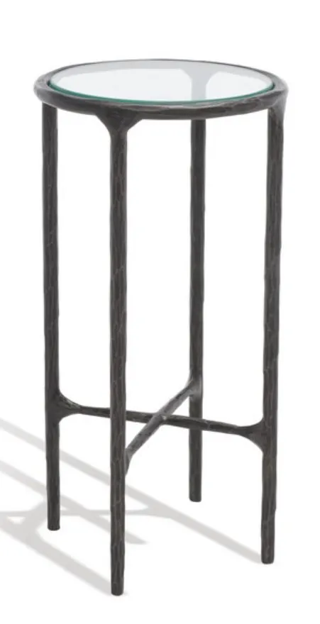 Jessa Forged Metal Tall Round End Table - Black