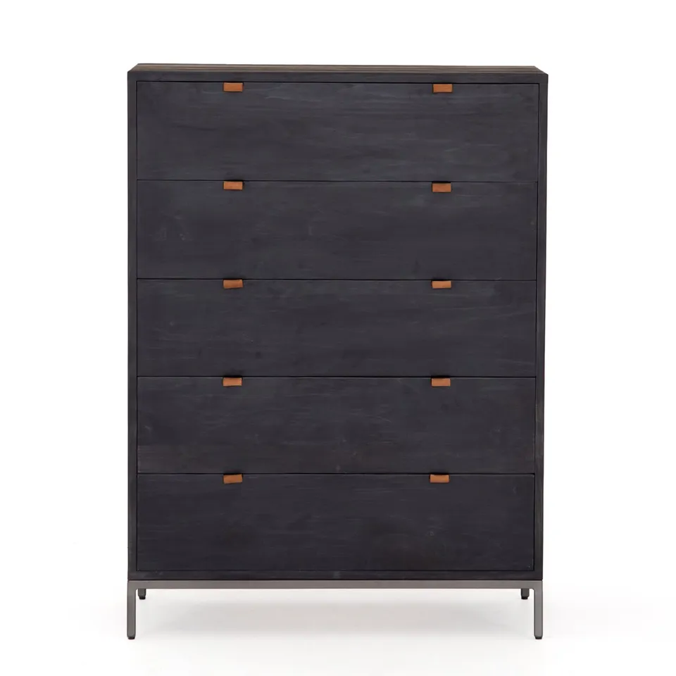 Trey 5 Drawer Dresser-Black Wash Poplar