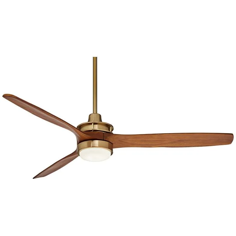 52" Windspun Soft Brass and Walnut LED Ceiling Fan with Remote