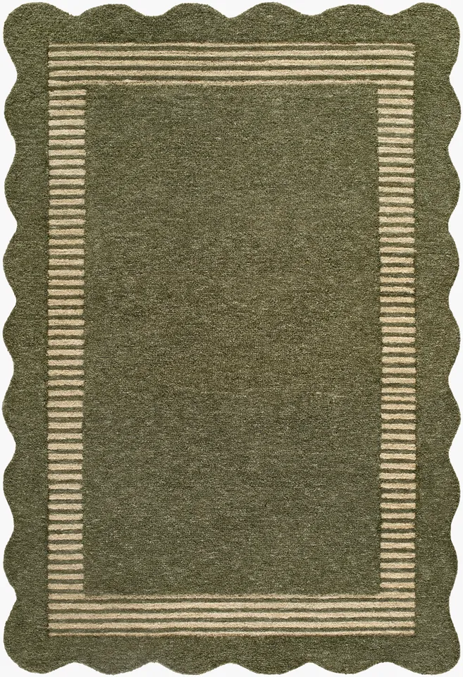 Scalloped  Indoor 2' x 3' Handmade Rug