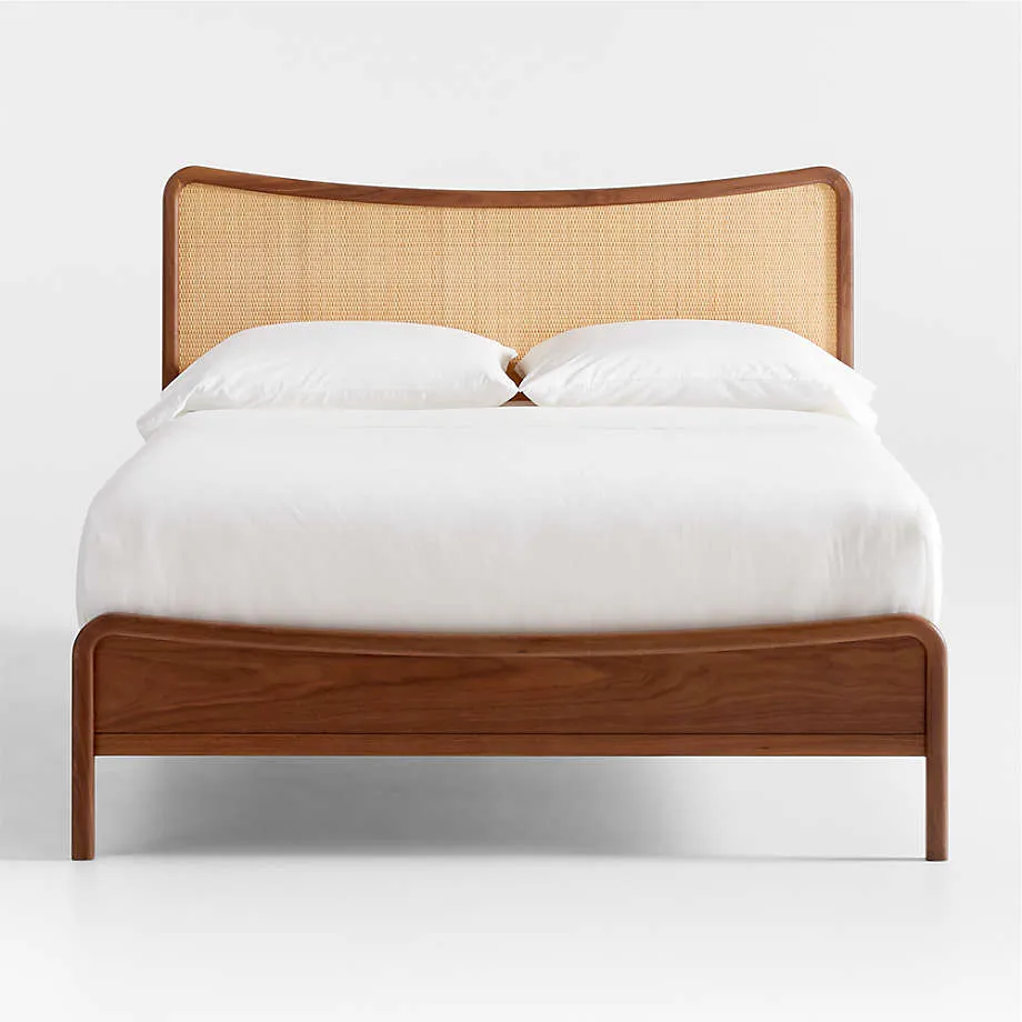 Rainey Walnut Wood and Natural Cane Kids Full Bed