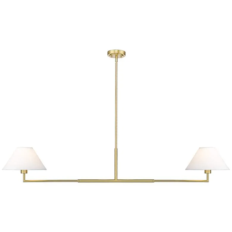 Leila 62" Wide Luxe Gold 2-Light Linear Chandelier