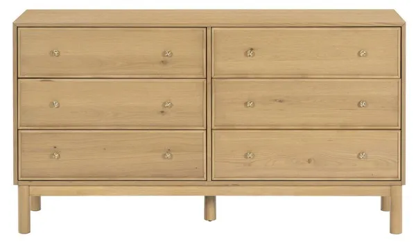 Safavieh Couture Orion 6 Drawer Wood Dresser, Greige Oak