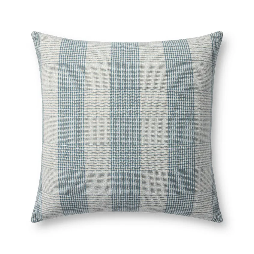 Chris Loves Julia x Loloi Auggie Blue / White 22'' x 22'' Cover w/Poly
