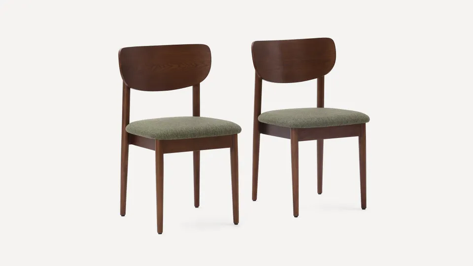 Haiku Dining Chairs (Set of 2) - Moss Green/Walnut