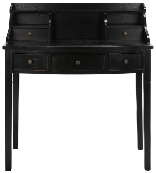 Landon 5 Drawer Writing Desk - Distressed Black