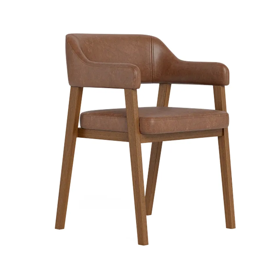 Selene Wood Framed Leather Upholstered Chair