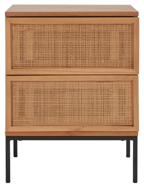 Zadie 2 Drawer Rattan Nightstand - Natural / Black