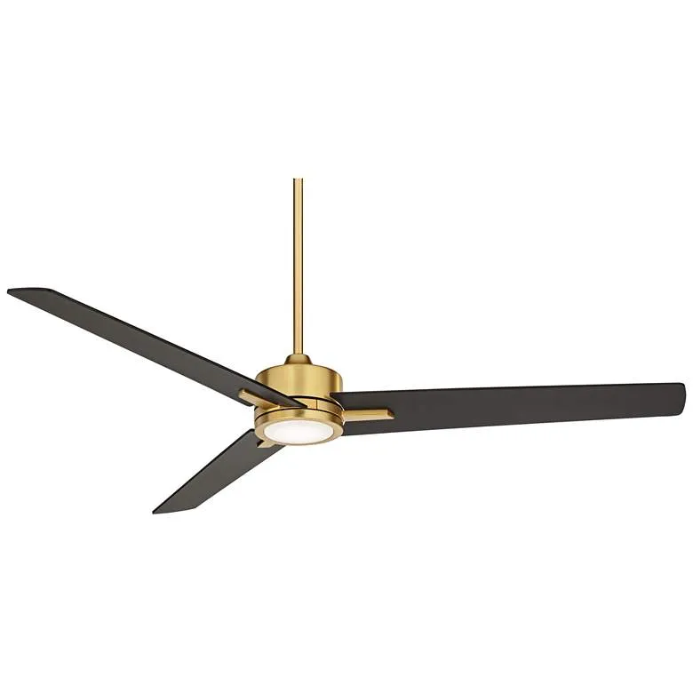 60" Casa Vieja Monte Largo Soft Brass LED Ceiling Fan with Remote