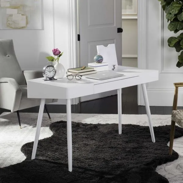 Fadri Mid Century Scandinavian One Drawer Desk - White