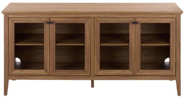 Sondra 63" 4 Glass Door Sideboard / Media Stand - Oak