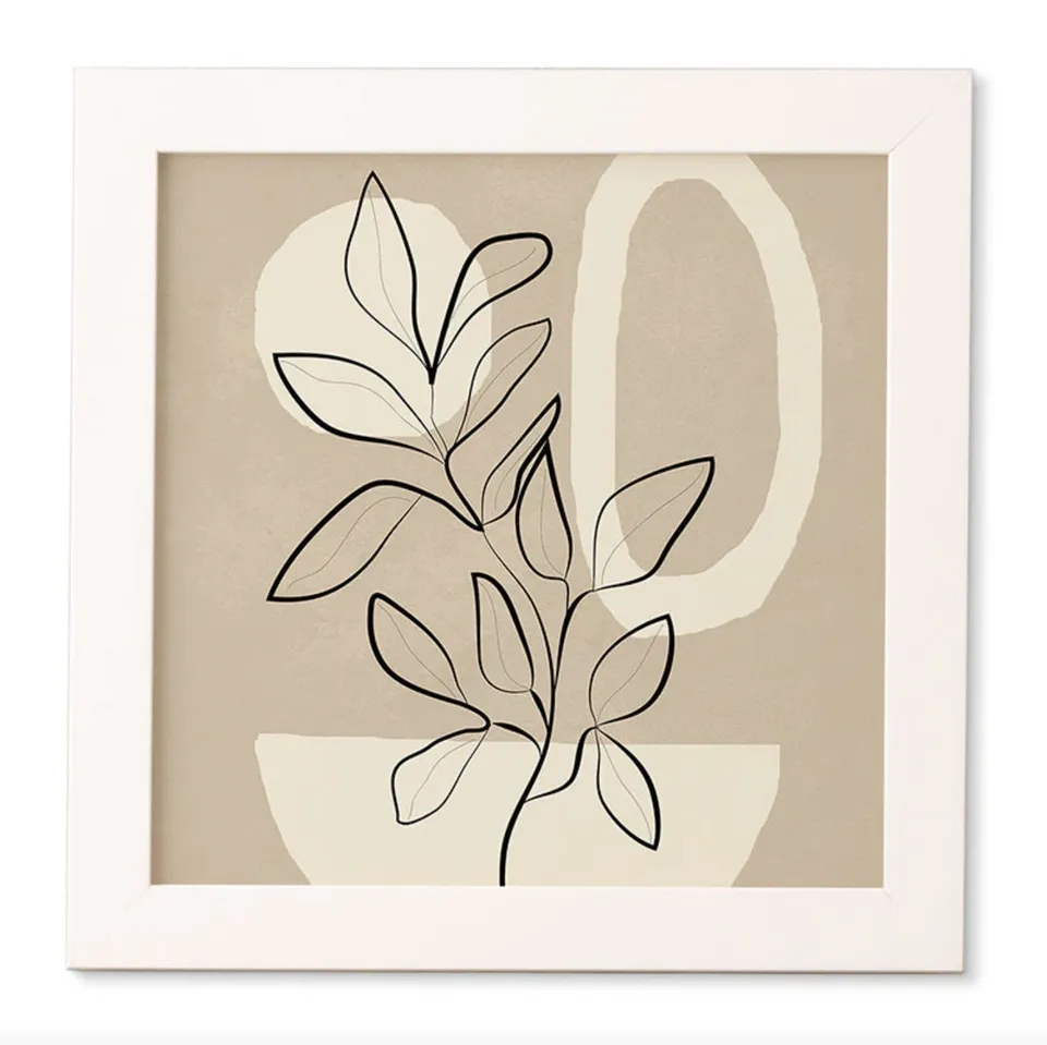 Abstract Minimal Plant 7 by City Art - Framed Wall Art Basic White 12" x 12"