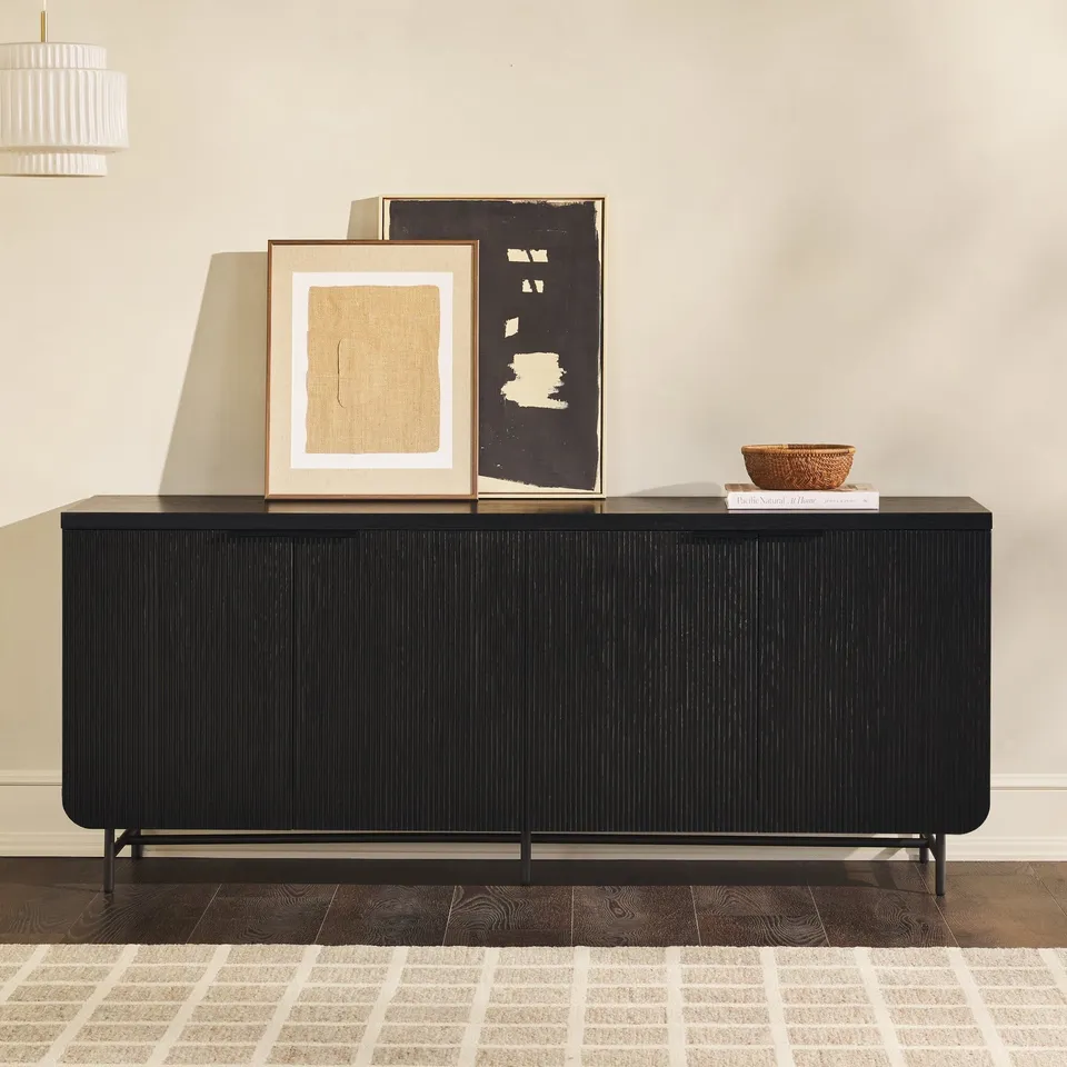 Modern Scandi Fluted-Door Sideboard – Black