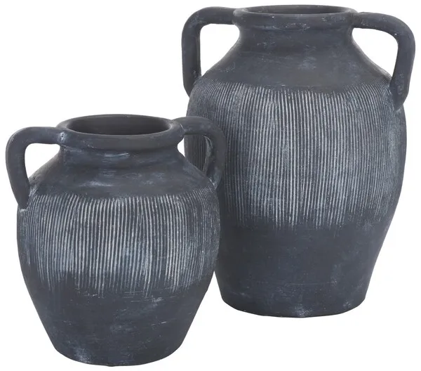 Mira Stoneware Vase, Set Of 2 - Black / White