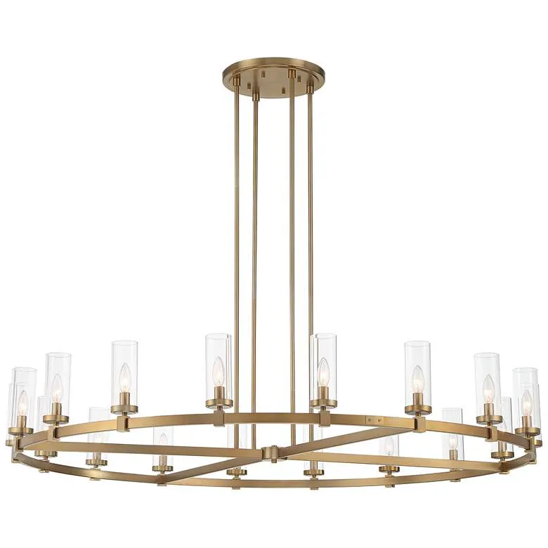Stiffel Aron 60" Wide 18-Light Modern Brass Finish Ring Chandelier