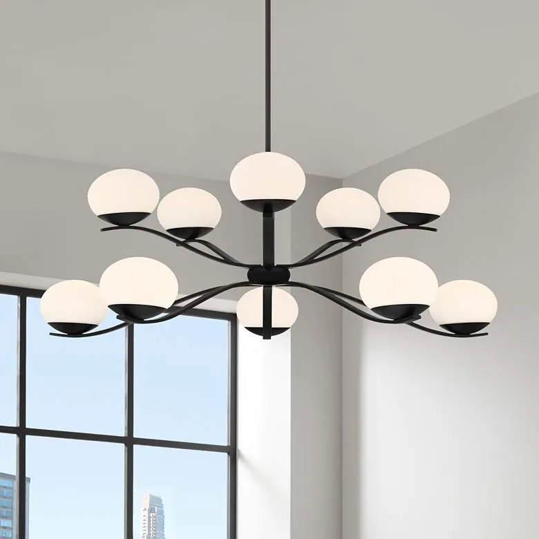 Possini Euro Corus 37 3/4" Matte Black 10-Light Modern LED Chandelier