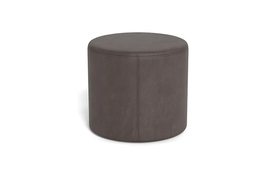 Colten Leather Round Stool Ottoman
