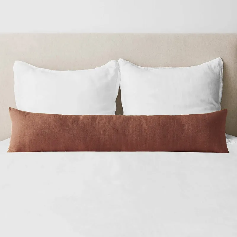 The Citizenry Prisha Linen Lumbar Pillow | 12" x 48" | Green