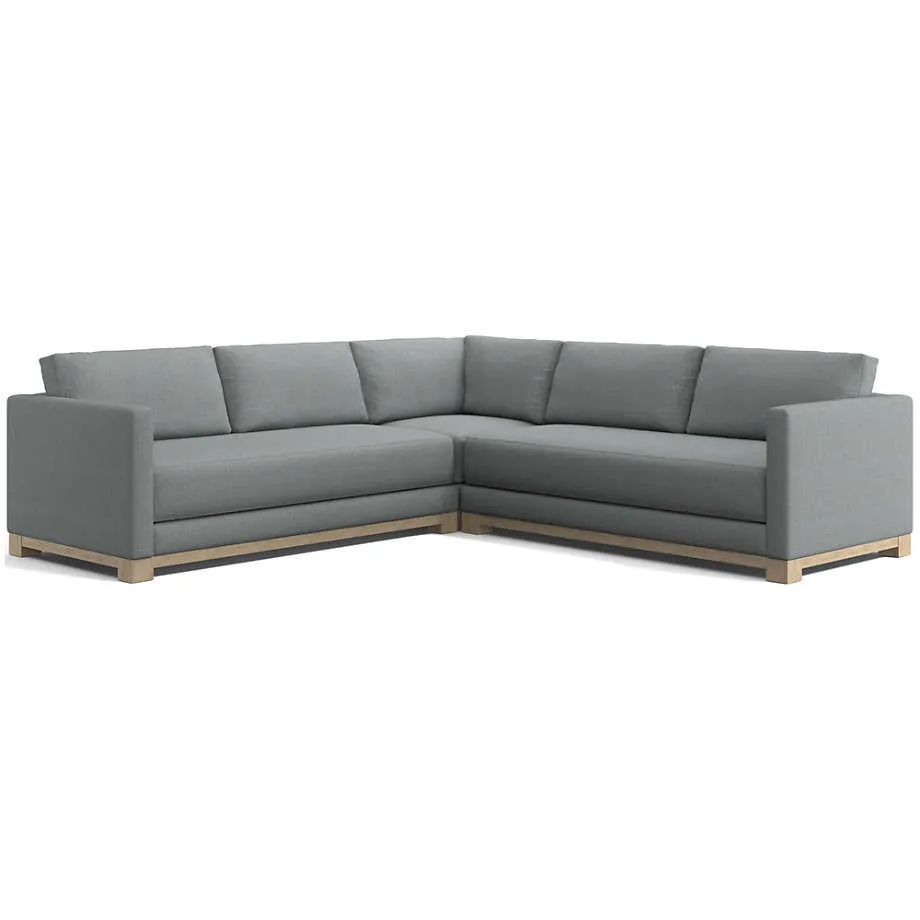 Gather Deep Wood Base 3-Piece L-Shaped Bench Sectional Sofa