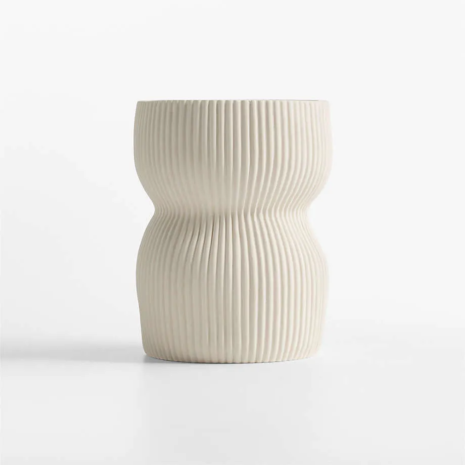 Curvy Ribbed Ceramic Vase 7" by Cym Warkov