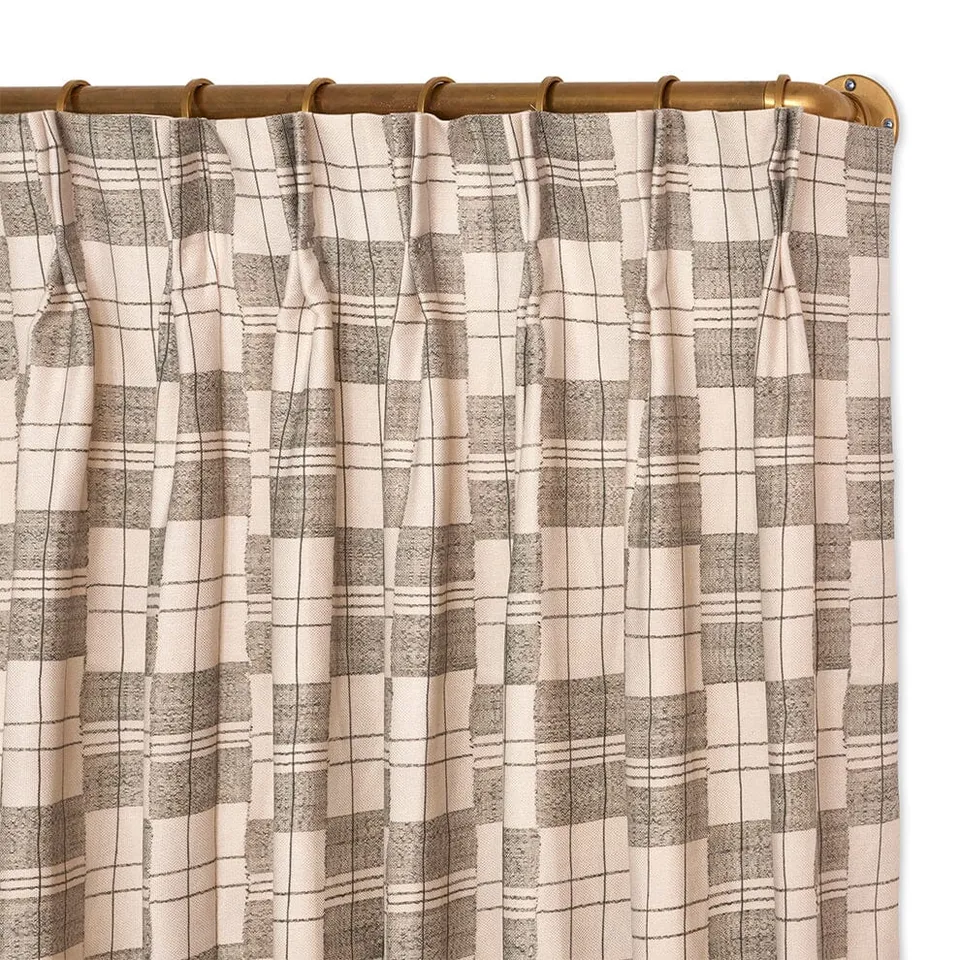 Charcoal Plaid Mossi French Pleat Curtain by St. Frank | Black | 108" Panel | Cotton