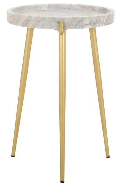 Bonn Marble Side Table - Brown Gray / Gold