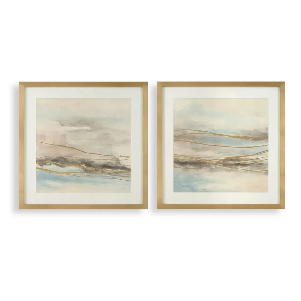 So Golden Abstract Landscape Prints Set/2