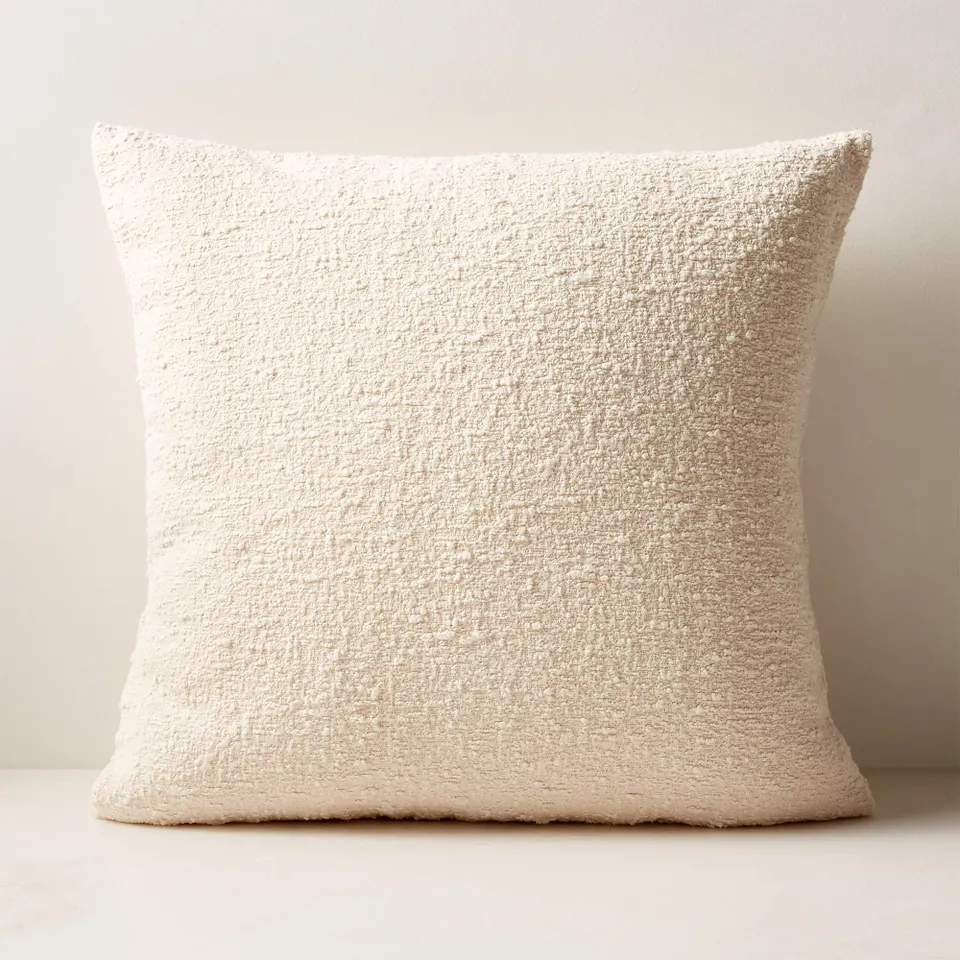 Ivory White Boucle Throw Pillow Cover 23"x23"