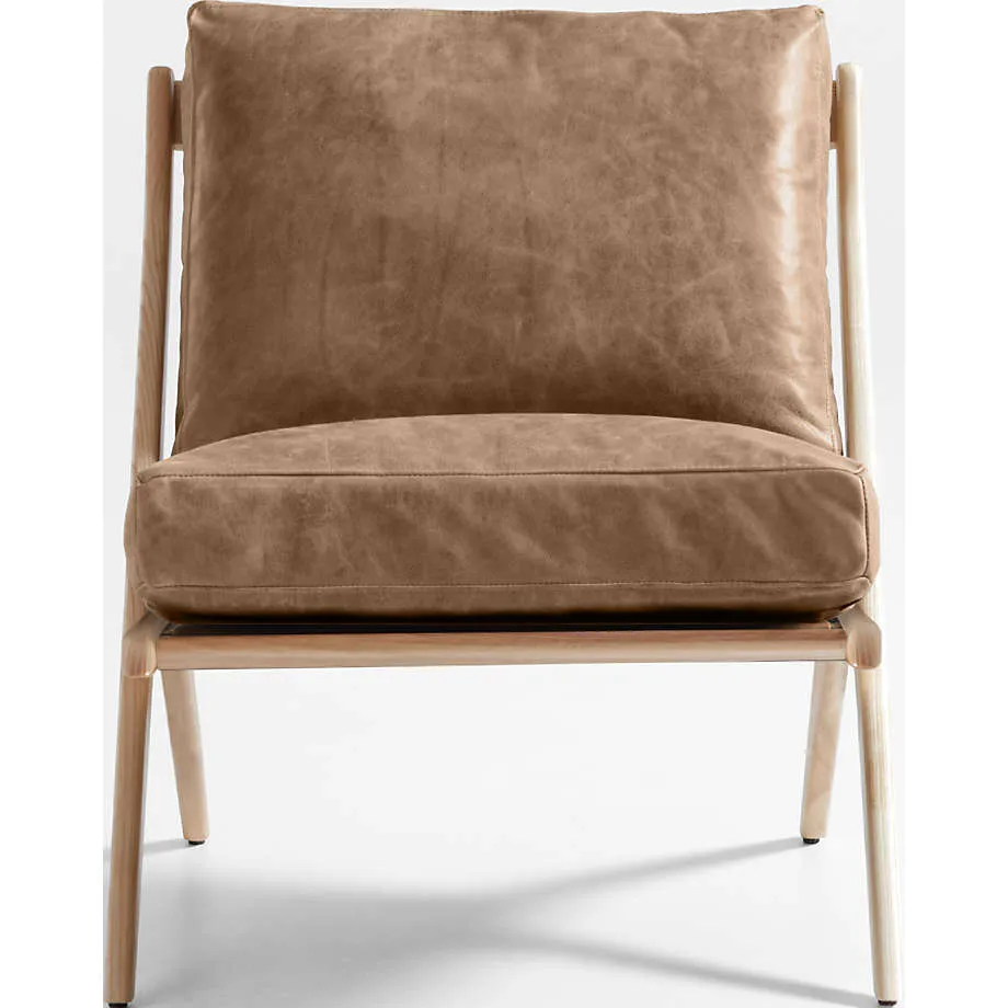 Pose Wood and Leather Accent Chair